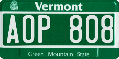 VT license plate AOP808
