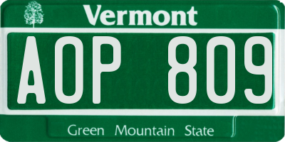 VT license plate AOP809