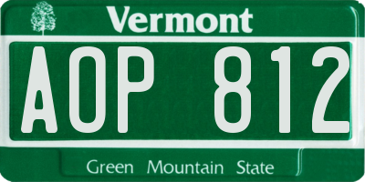 VT license plate AOP812