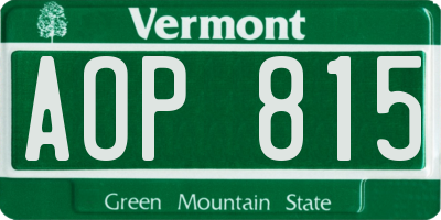VT license plate AOP815