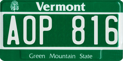 VT license plate AOP816