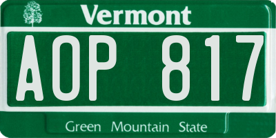 VT license plate AOP817
