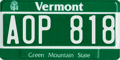 VT license plate AOP818