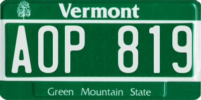 VT license plate AOP819