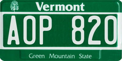 VT license plate AOP820