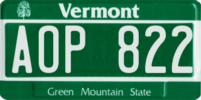 VT license plate AOP822