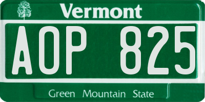 VT license plate AOP825