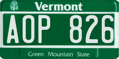 VT license plate AOP826