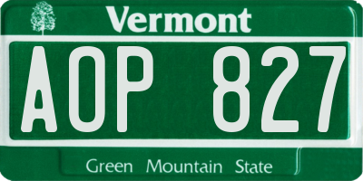 VT license plate AOP827