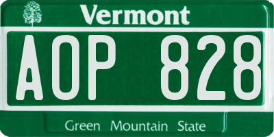 VT license plate AOP828