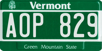 VT license plate AOP829