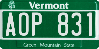 VT license plate AOP831