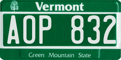 VT license plate AOP832