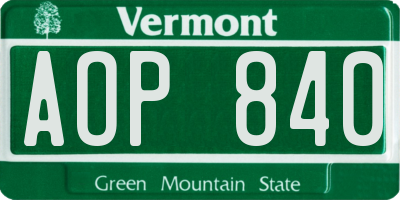 VT license plate AOP840