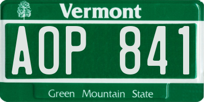 VT license plate AOP841