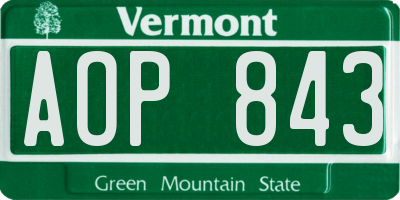 VT license plate AOP843