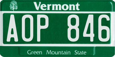 VT license plate AOP846