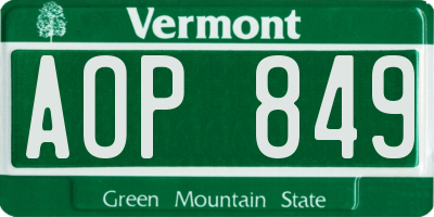 VT license plate AOP849