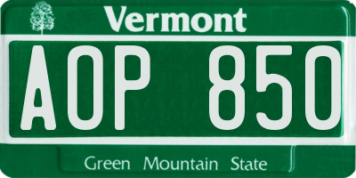 VT license plate AOP850
