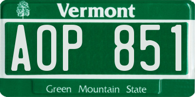 VT license plate AOP851