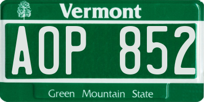 VT license plate AOP852