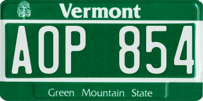 VT license plate AOP854