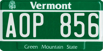 VT license plate AOP856