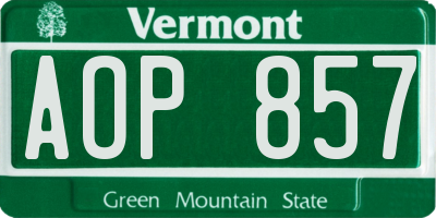 VT license plate AOP857