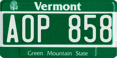 VT license plate AOP858
