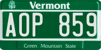 VT license plate AOP859