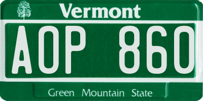 VT license plate AOP860