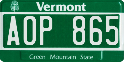 VT license plate AOP865