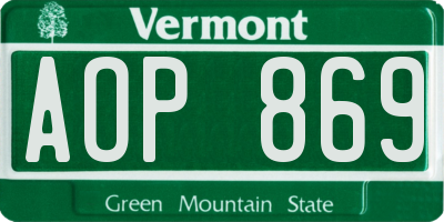 VT license plate AOP869