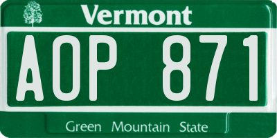 VT license plate AOP871