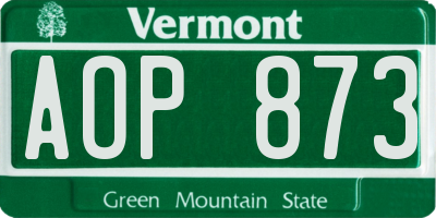 VT license plate AOP873