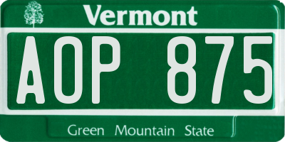 VT license plate AOP875