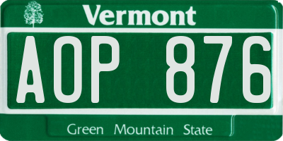 VT license plate AOP876