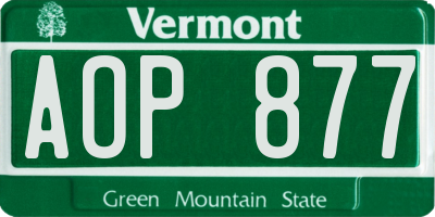 VT license plate AOP877