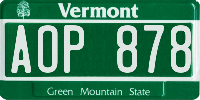 VT license plate AOP878