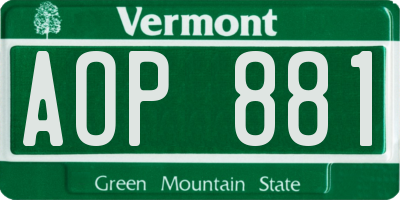 VT license plate AOP881