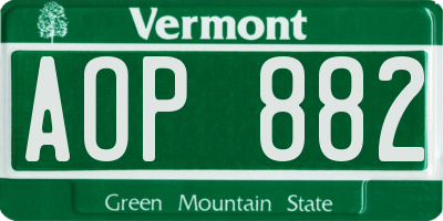 VT license plate AOP882