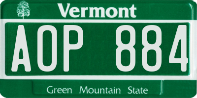 VT license plate AOP884