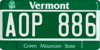 VT license plate AOP886