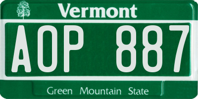 VT license plate AOP887