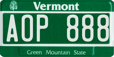VT license plate AOP888