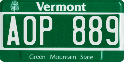 VT license plate AOP889
