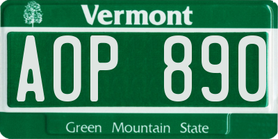 VT license plate AOP890