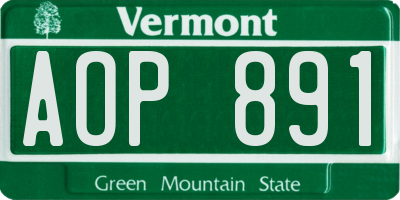 VT license plate AOP891