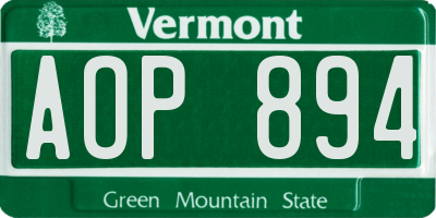VT license plate AOP894