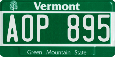 VT license plate AOP895